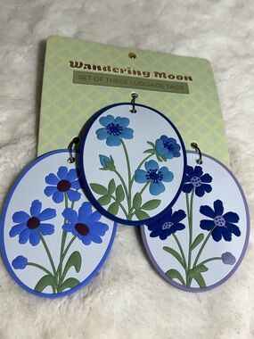 Wandering moon set of 3 floral luggage tags
